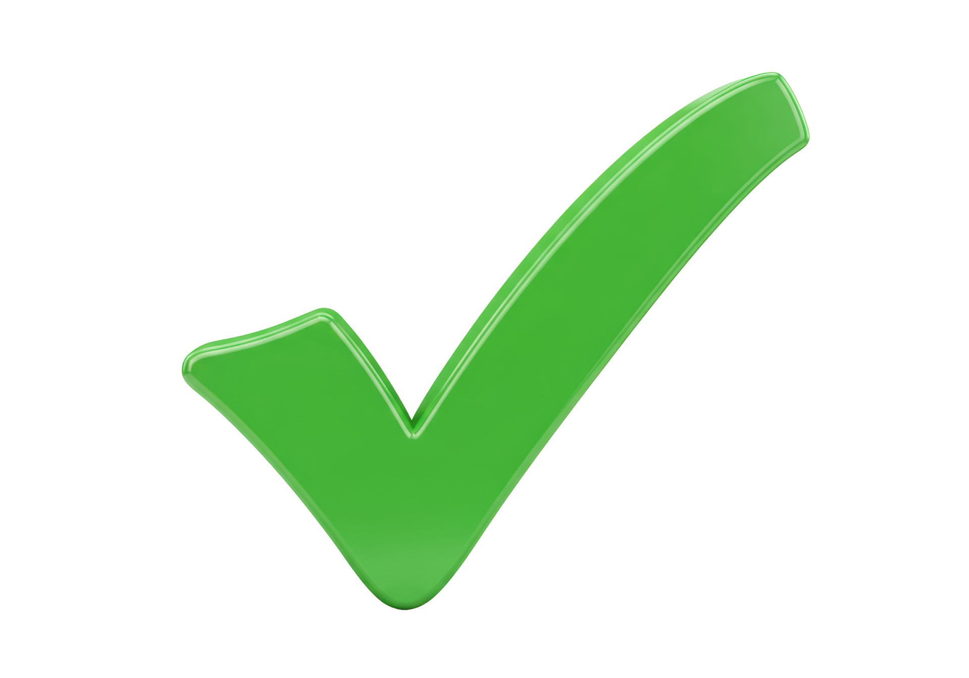 Isolated Glossy Green Check Mark for Approval